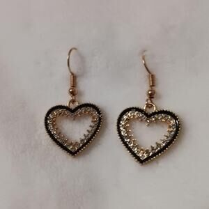 White cz heart gold
